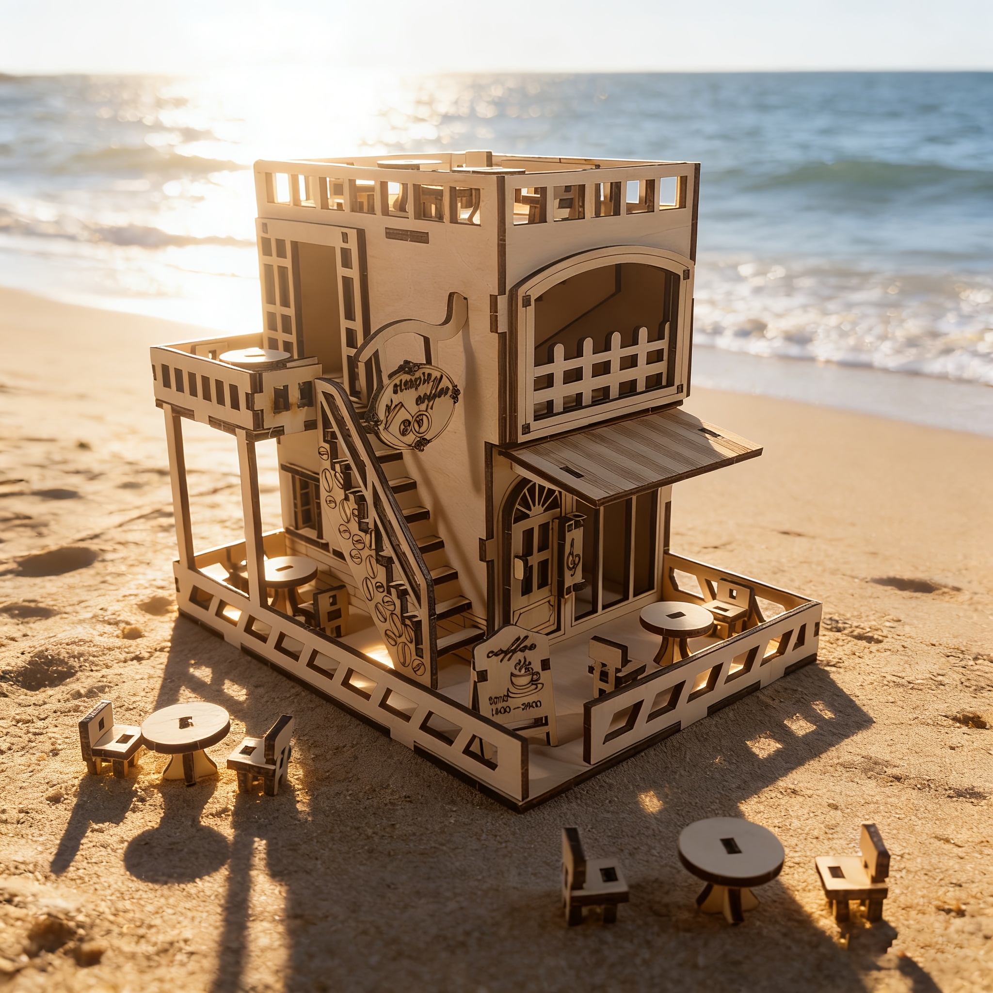 Café Model 3D Wooden Puzzle Gift